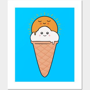 Ice cream sun and cloud Posters and Art